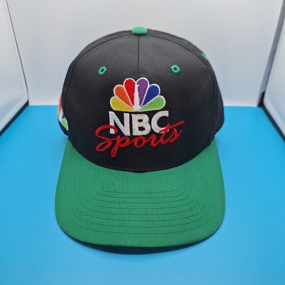 Vintage 1990s Sports Specialties Snapback Hat NBC Sports Black Green Deadstock